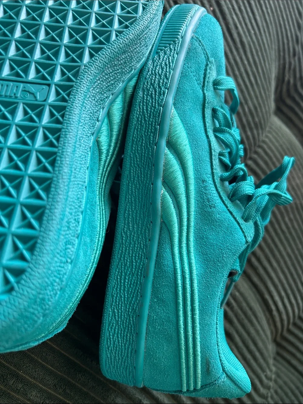 Puma Teal Suede Low-Top Sneakers